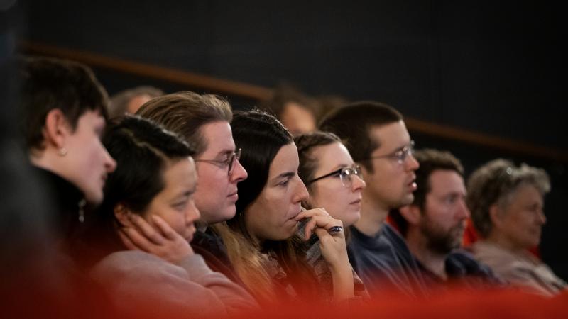 audience listening to talk